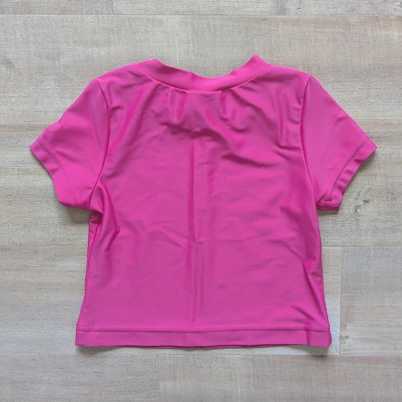 Hanna Andersson Rash Guard Short Sleeve Pink Flamingo - Size 4T - Picture 2 of 5